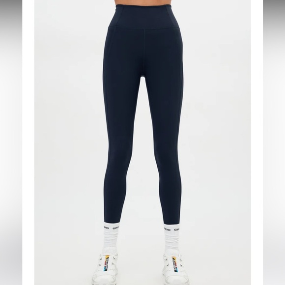 Girlfriend Collective Leggings Full Length High Waist Navy Small Athleisure Gym - Picture 1 of 5